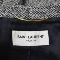 (2019/1/15値下げ)SAINT LAURENT PARIS サンローランパリ　レザーベルト ツイード チェスターコート　R2A-200865