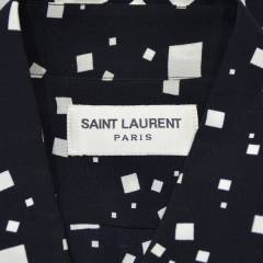 SAINT LAURENT PARIS サンローランパリ スクエア プリント シルク シャツ R2-21454B