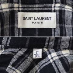 SAINT LAURENT PARIS サンローランパリ 裾カットオフ シワ加工 チェックシャツ R2-21521B