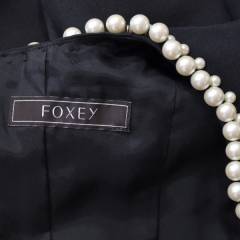 FOXEY フォクシー Paneled Seam Dress パール付き ドレス ワンピース R2-223906