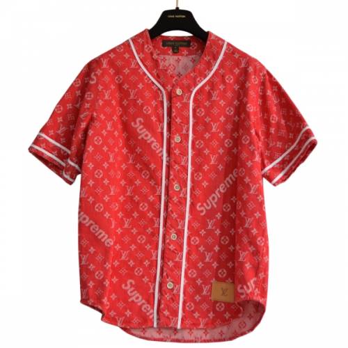LOUIS VUITTON ルイヴィトン × SUPREME シュプリーム Jacquard Denim Baseball Jersey ベースボールシャツ R2A-21775B