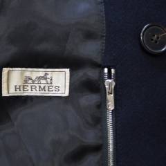 HERMES エルメス　ウール コンパクト180'S レザー装飾 Pコート　R2A-22867B