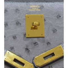 HERMES エルメス　ケリー32 外縫い ゴールド金具 オーストリッチ レザー バッグ　R2A-A21462